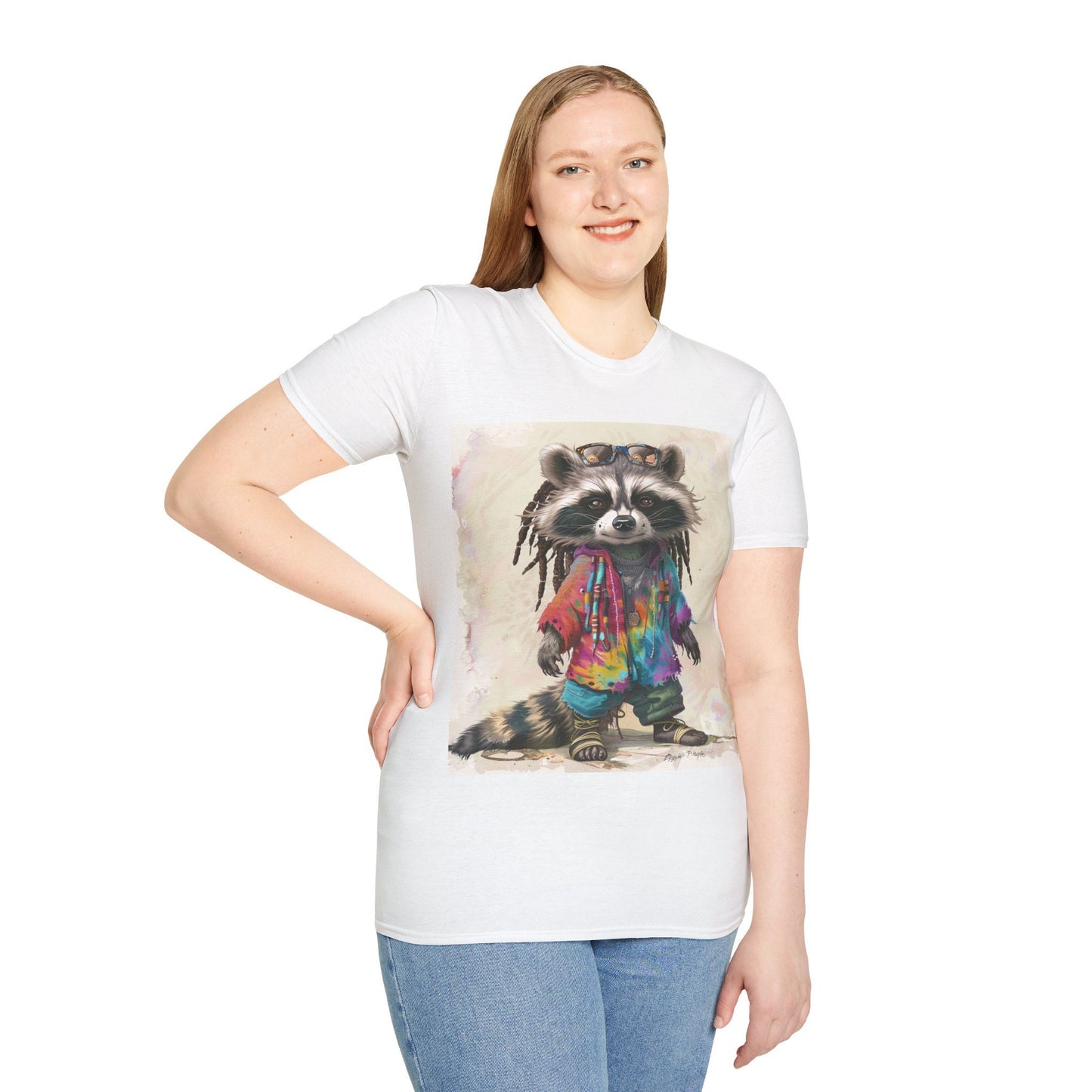 Groovy Raccoon Unisex Softstyle T-Shirt