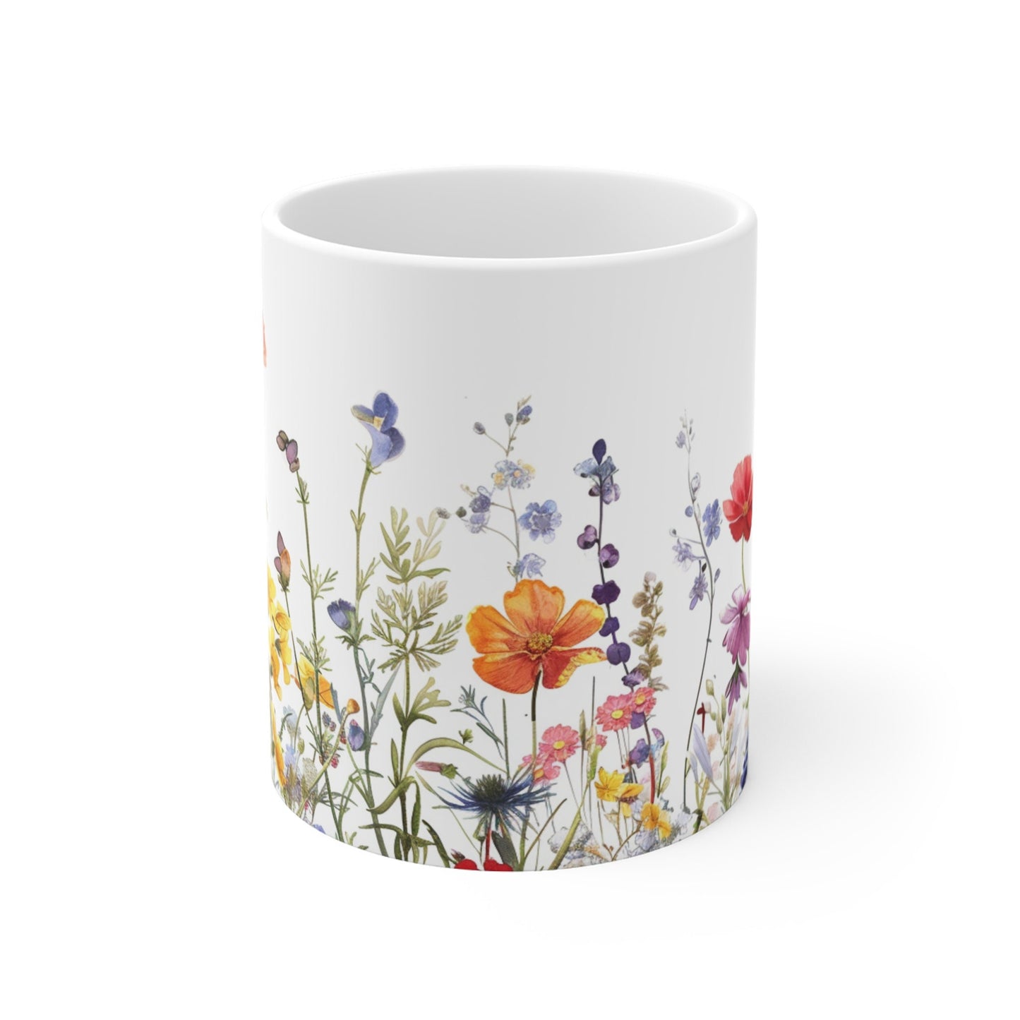 Watercolor Wildflower Mug: Boho Floral Coffee Cup