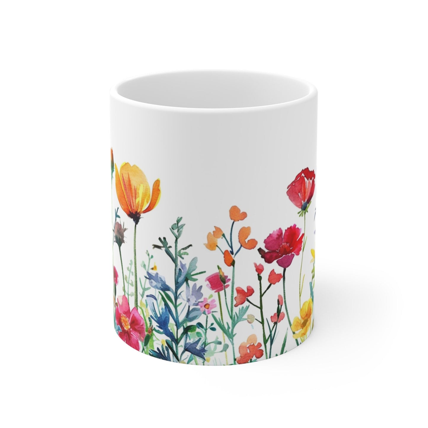 Watercolor Wildflower Mug: Boho Floral Coffee Cup