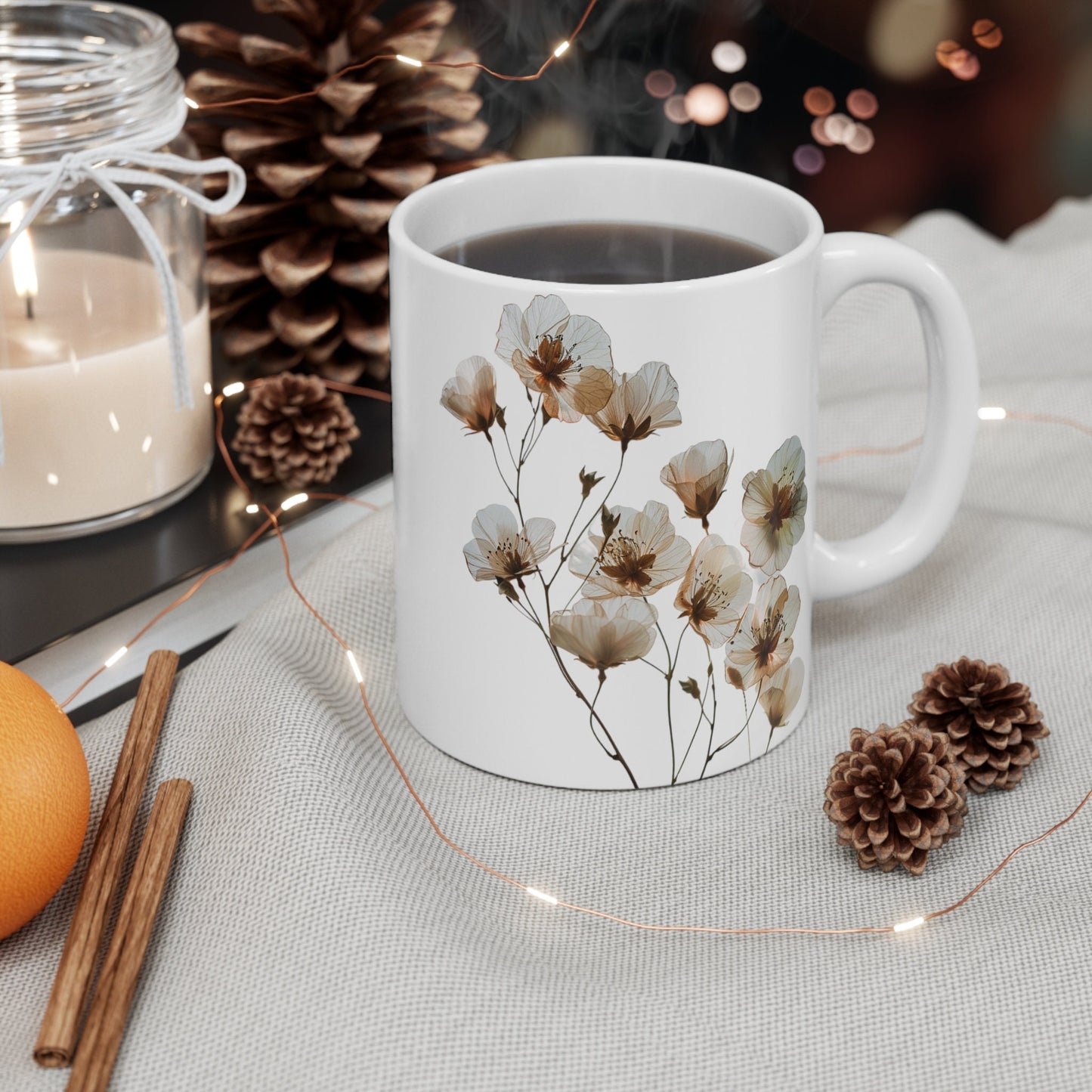 Watercolor Wildflower Mug: Transparent Floral Coffee Cup