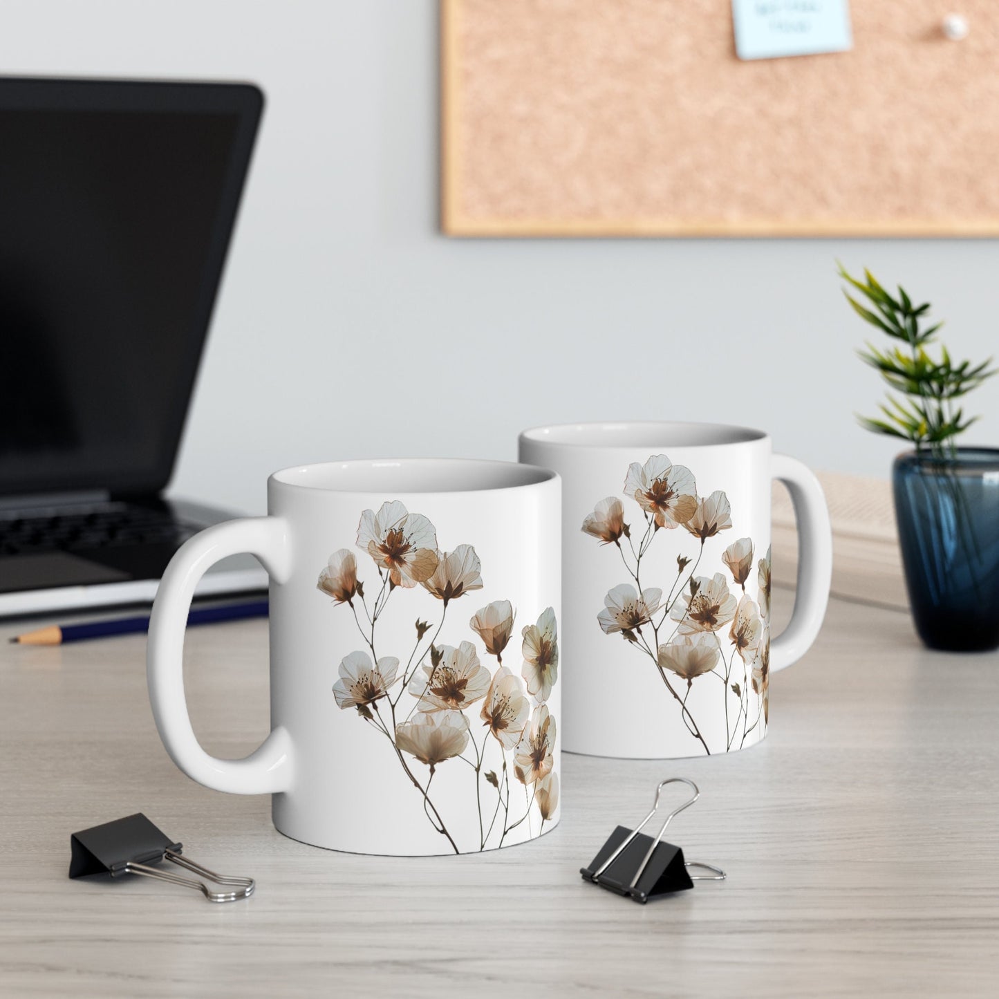 Watercolor Wildflower Mug: Transparent Floral Coffee Cup