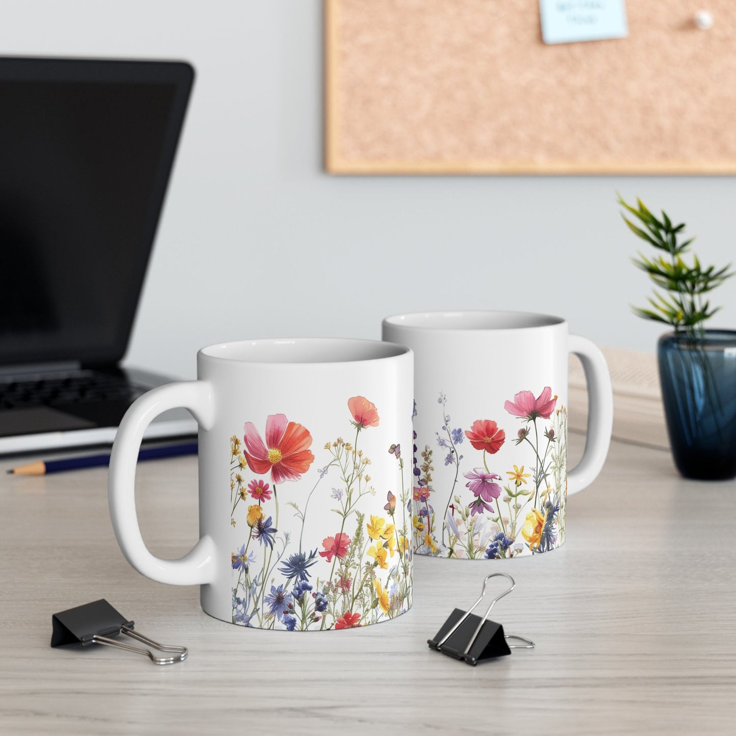 Watercolor Wildflower Mug: Boho Floral Coffee Cup