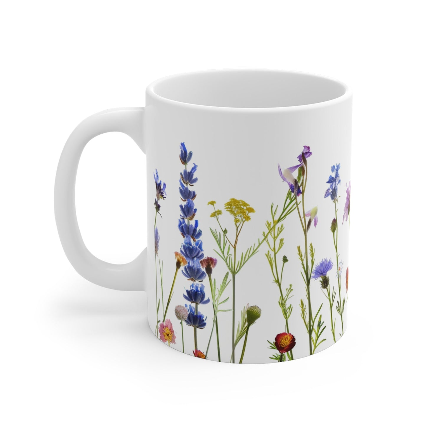 Pressed Wildflower Mug: Boho Watercolor Floral Coffee Mug