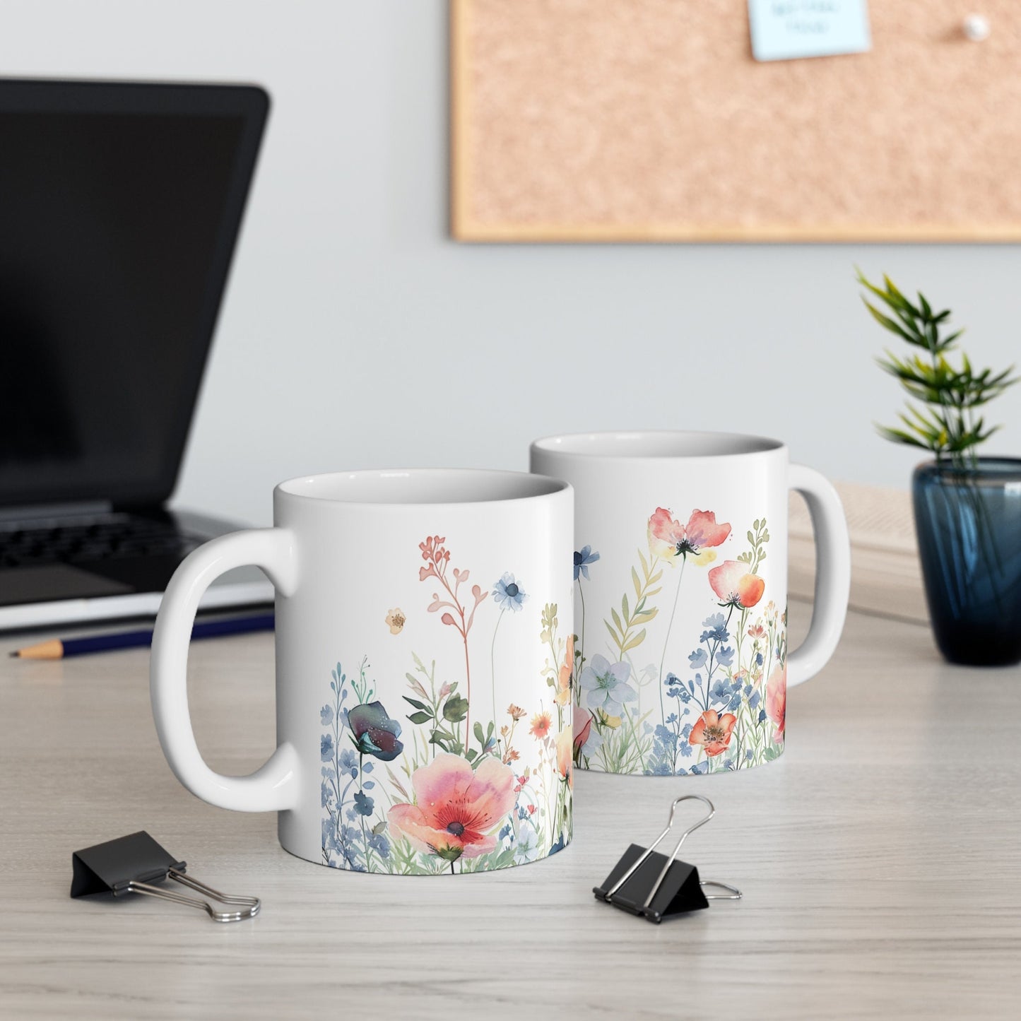 Watercolor Wildflower Mug: Boho Floral Coffee Mug