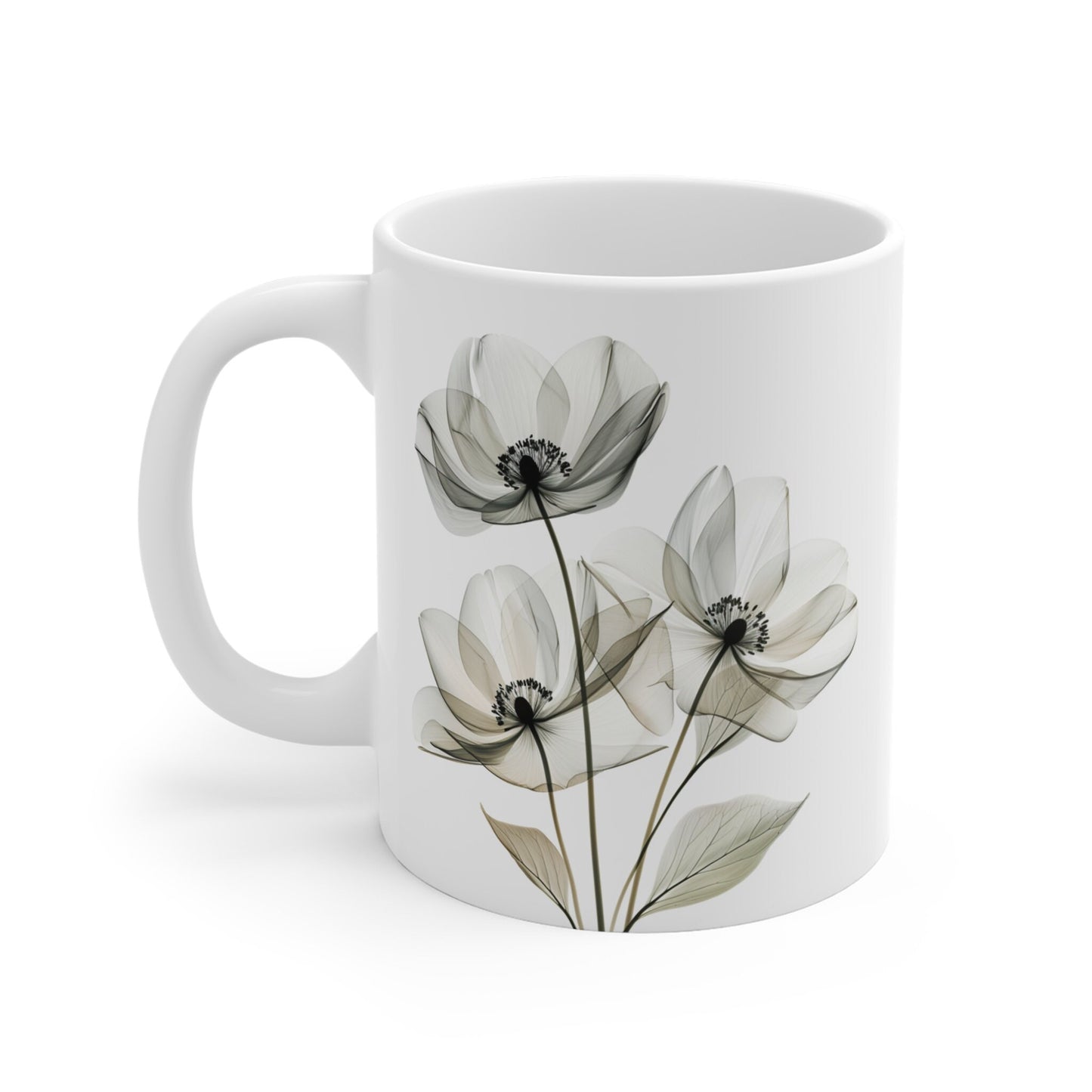 Watercolor Wildflower Mug: Transparent Floral Coffee Cup (11oz)
