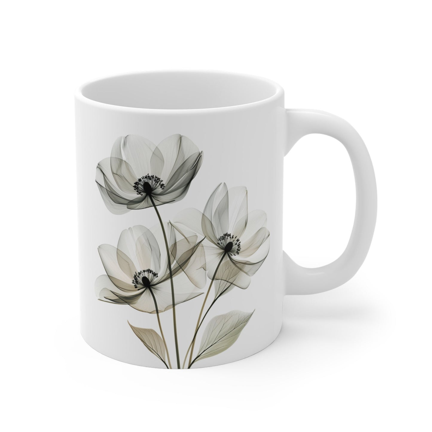Watercolor Wildflower Mug: Transparent Floral Coffee Cup (11oz)