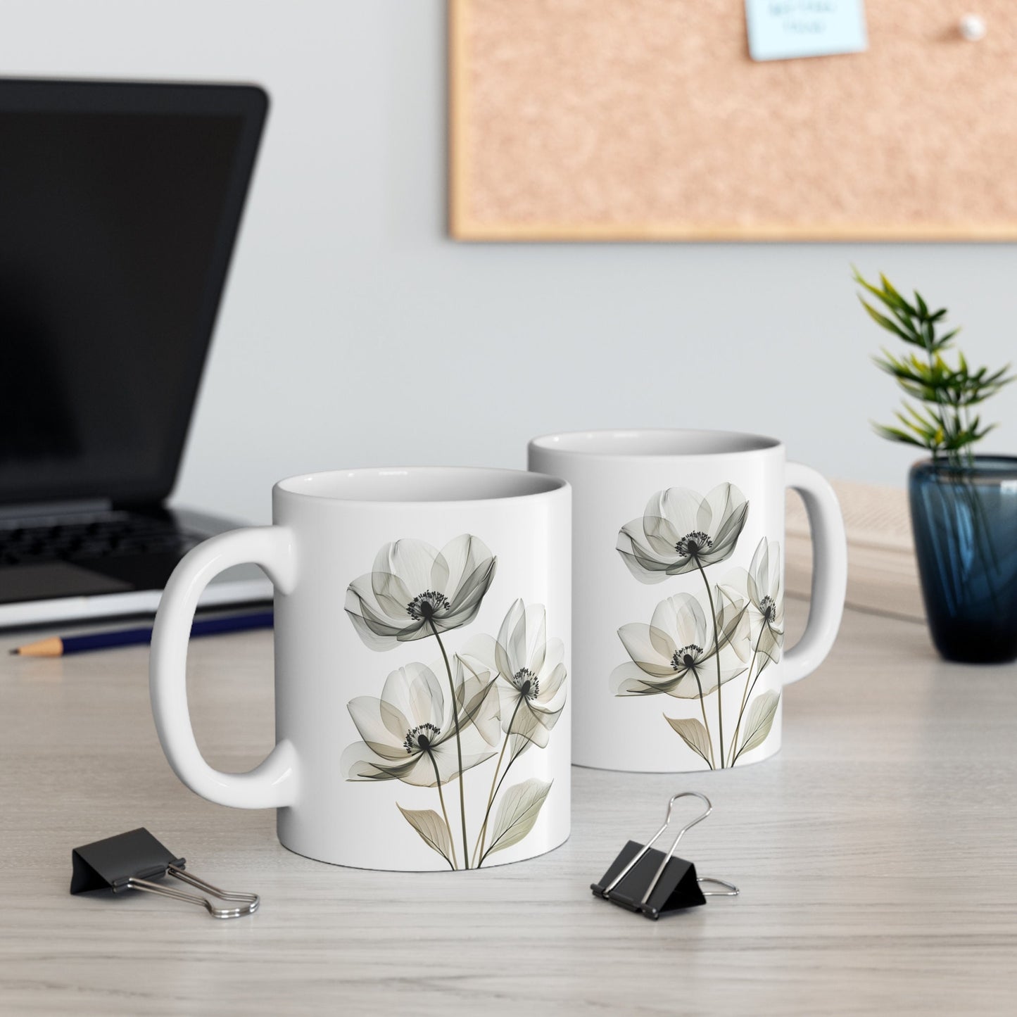 Watercolor Wildflower Mug: Transparent Floral Coffee Cup (11oz)