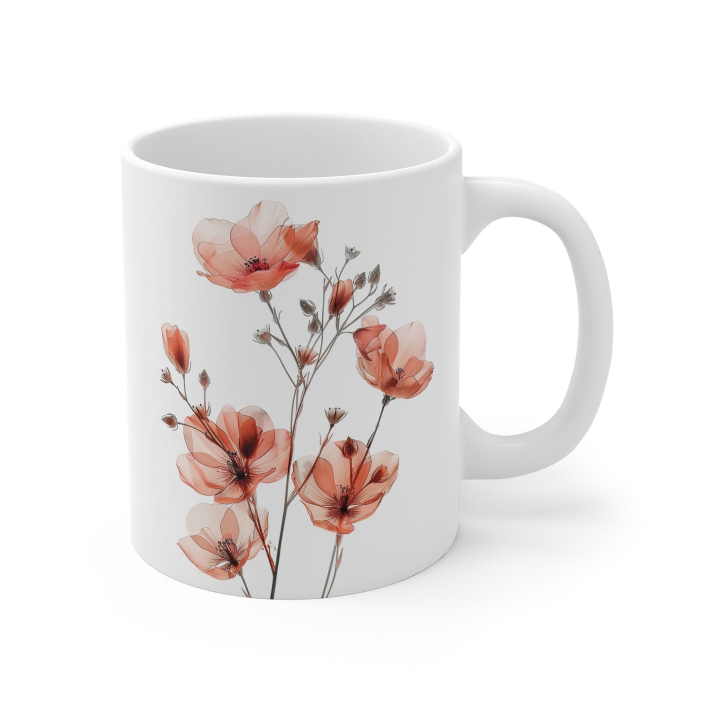 Watercolor Wildflower Mug: Transparent Floral Ceramic Coffee Cup