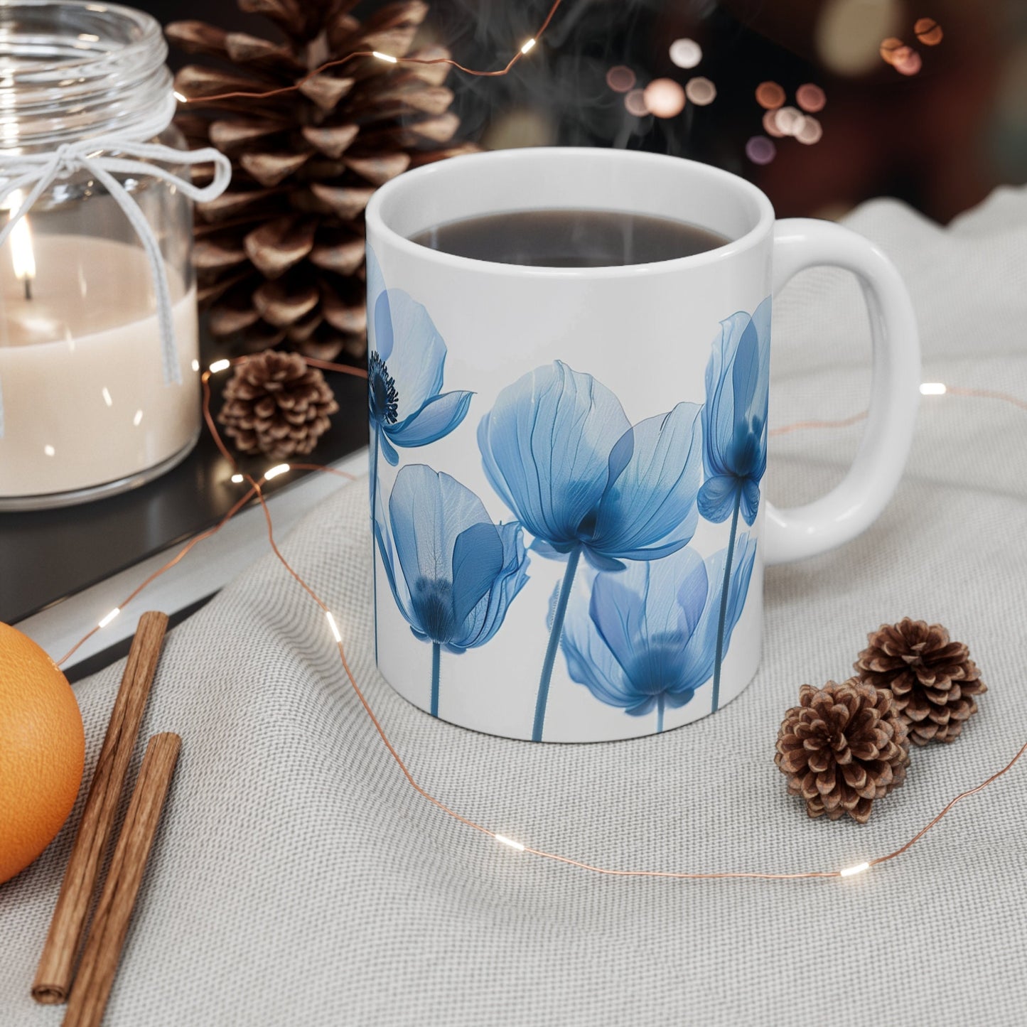 Watercolor Wildflowers Coffee Mug: Transparent Floral Design