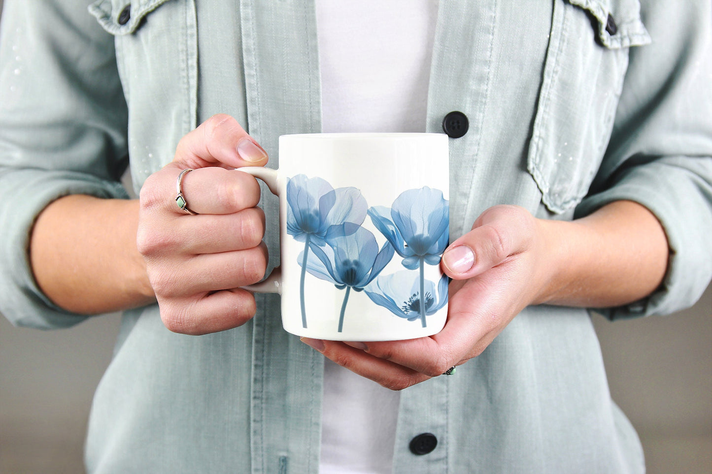 Watercolor Wildflowers Coffee Mug: Transparent Floral Design