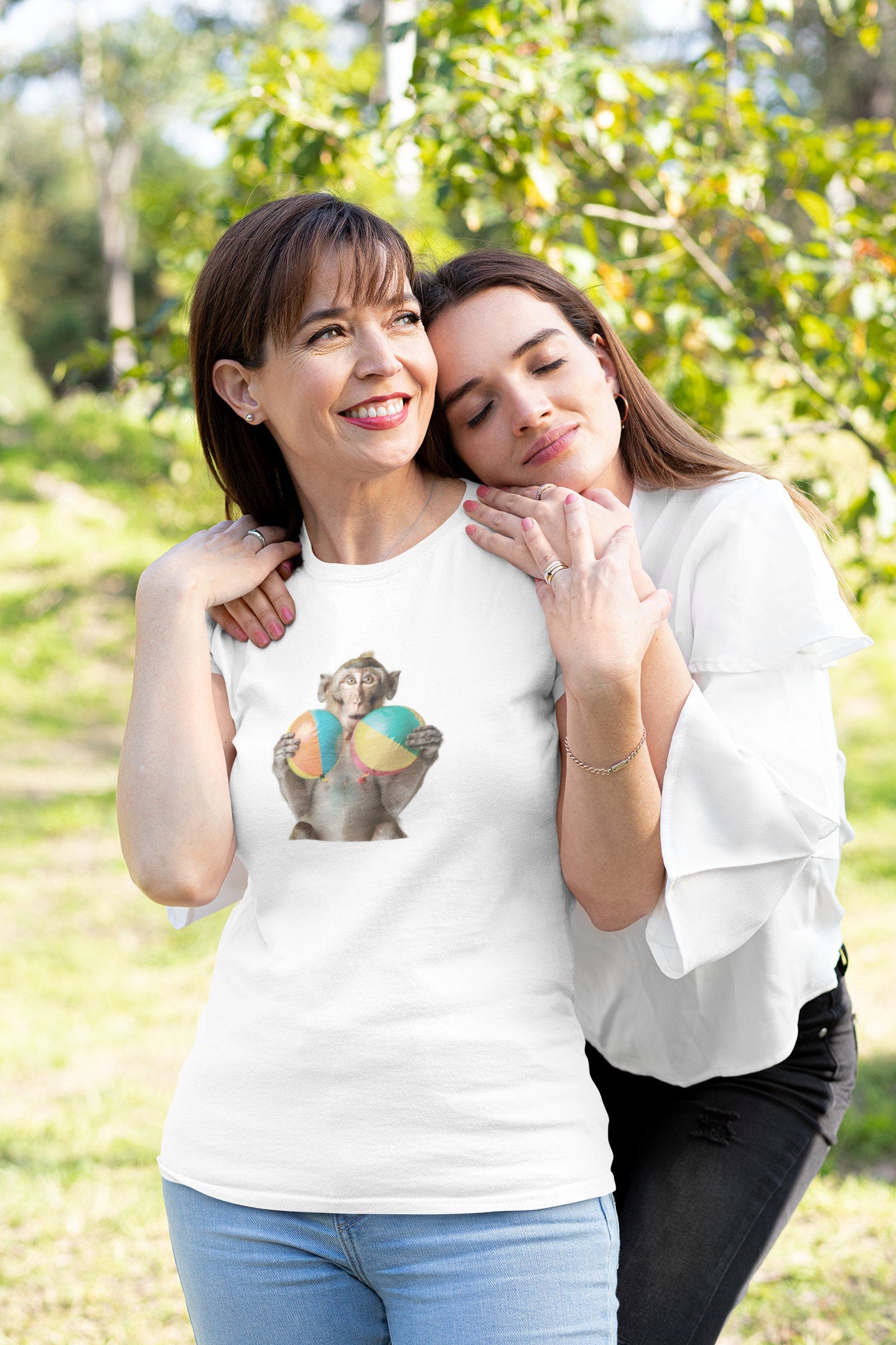 Macaque Monkey Cotton Crew Tee: Playful Graphic Design