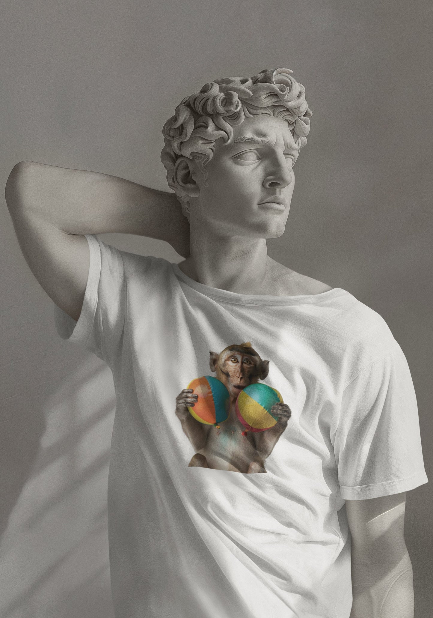 Macaque Monkey Cotton Crew Tee: Playful Graphic Design