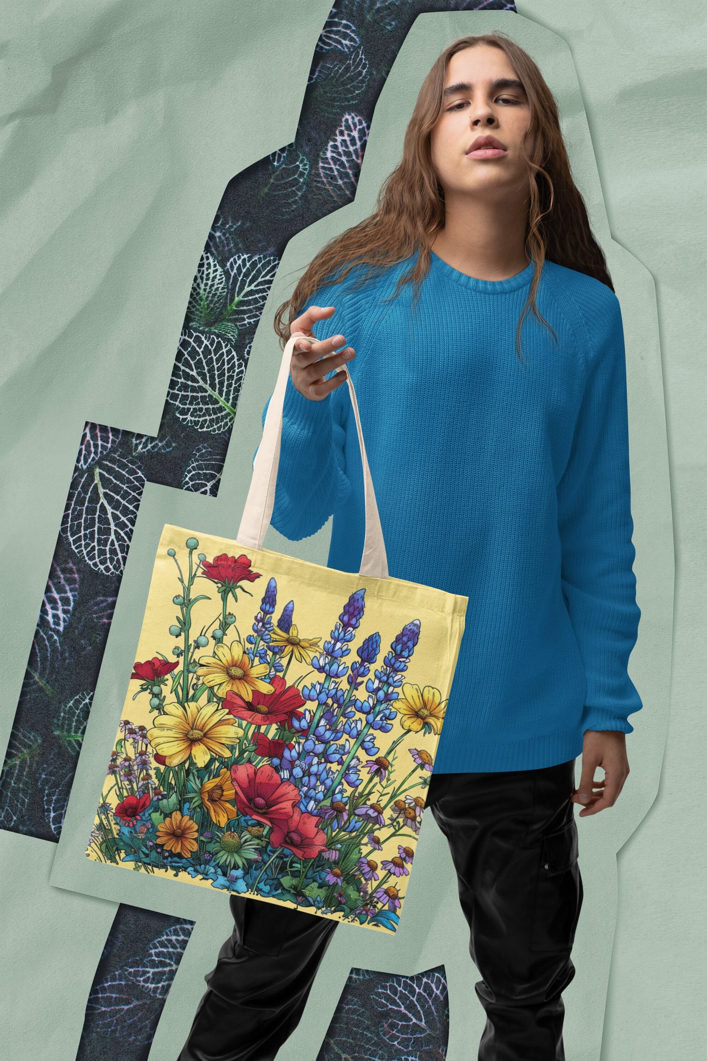 Wildflower Tote Bag - Comic Book Style
