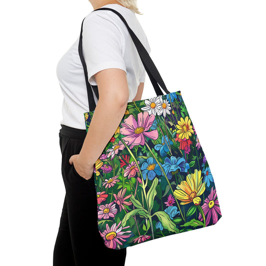 Wildflower Tote Bag - Comic Book Style