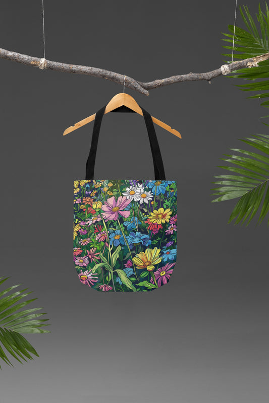 Wildflower Tote Bag - Comic Book Style