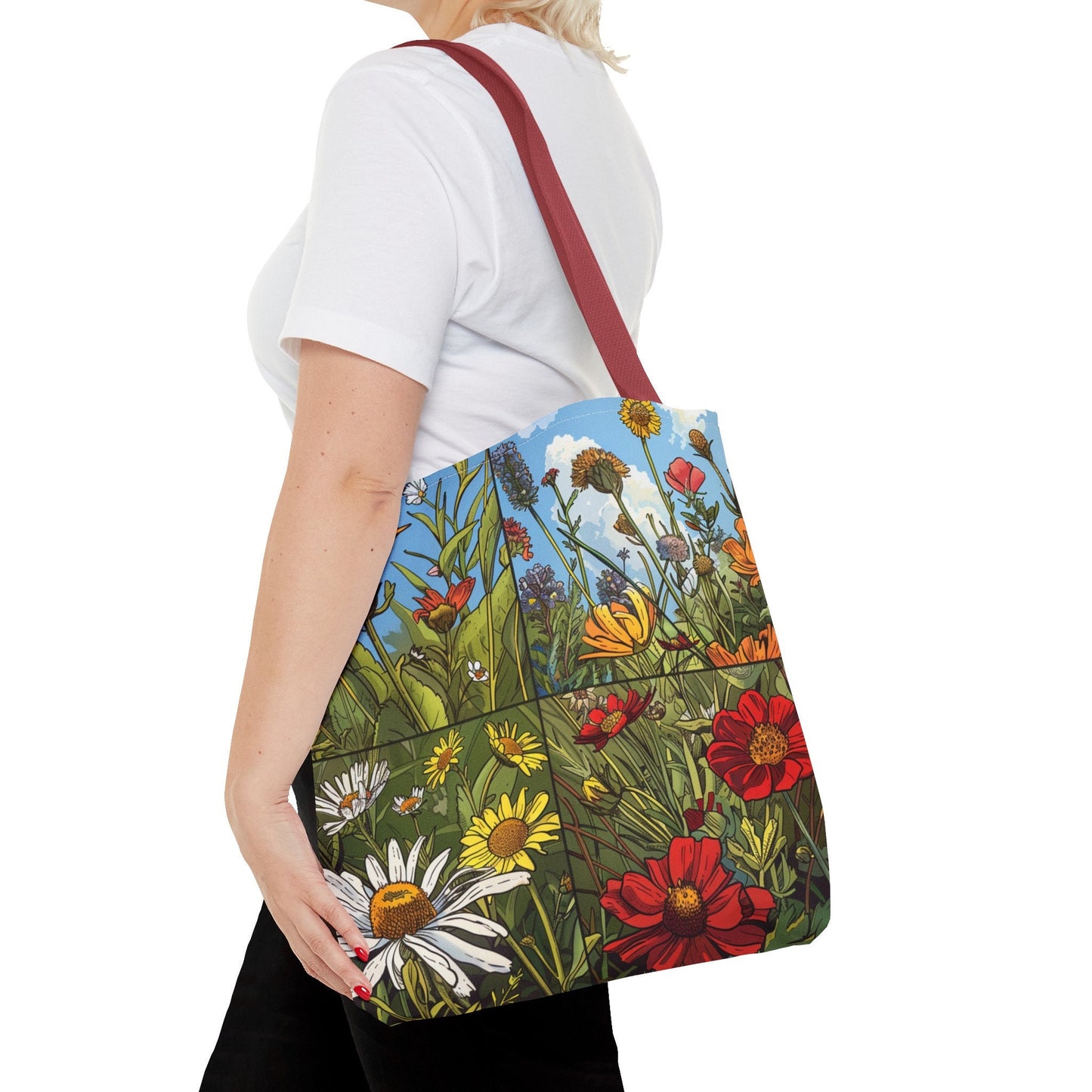 Wildflower Tote Bag - Comic Book Style