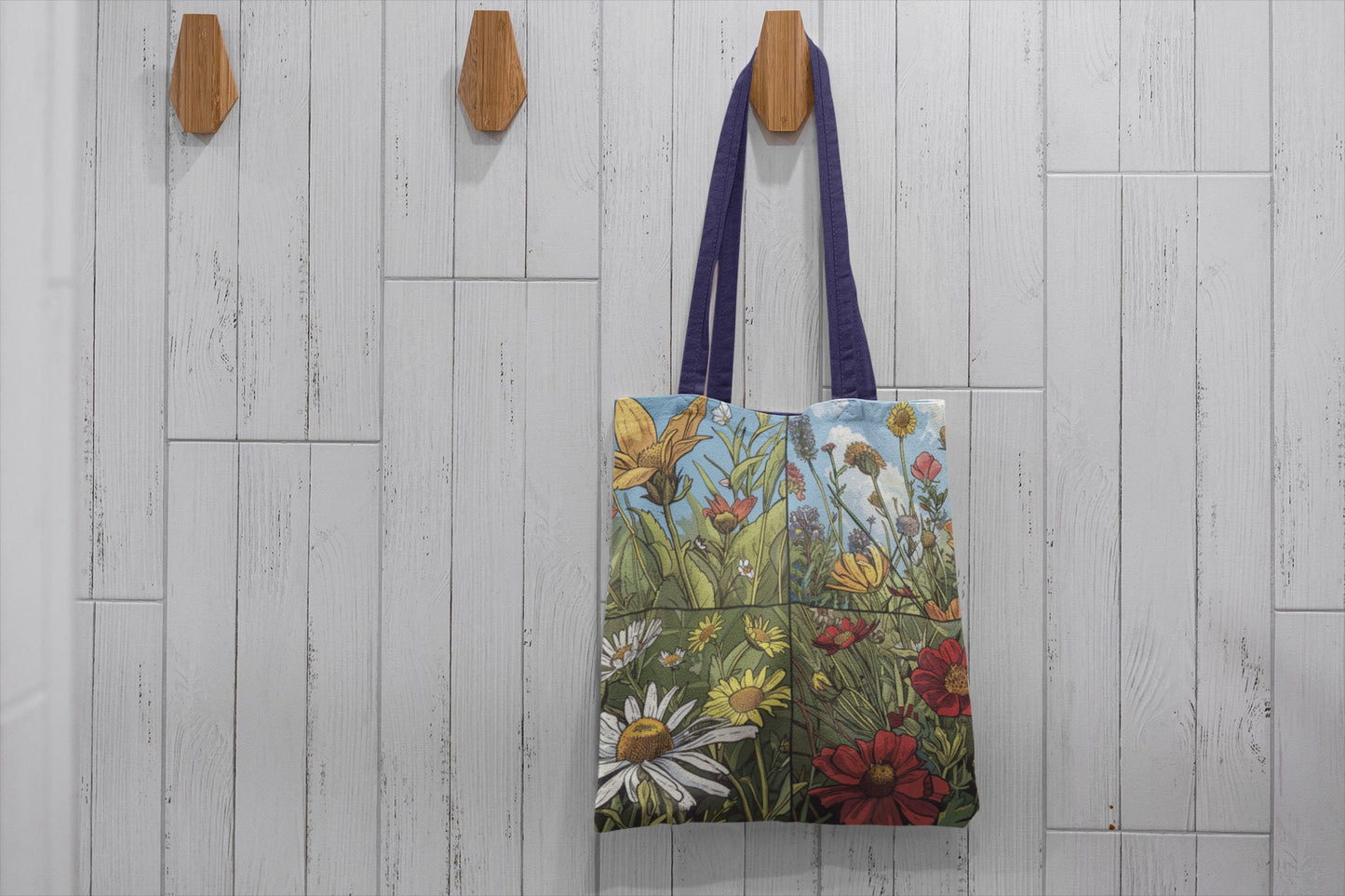 Wildflower Tote Bag - Comic Book Style