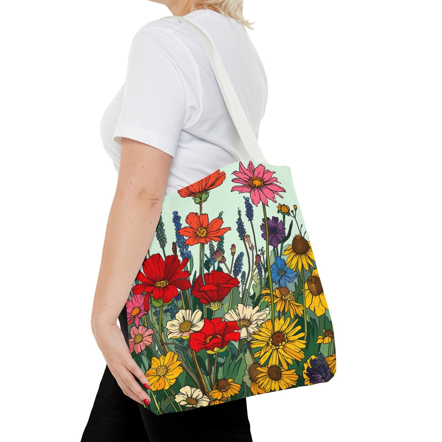 Wildflower Tote Bag - Comic Book Style