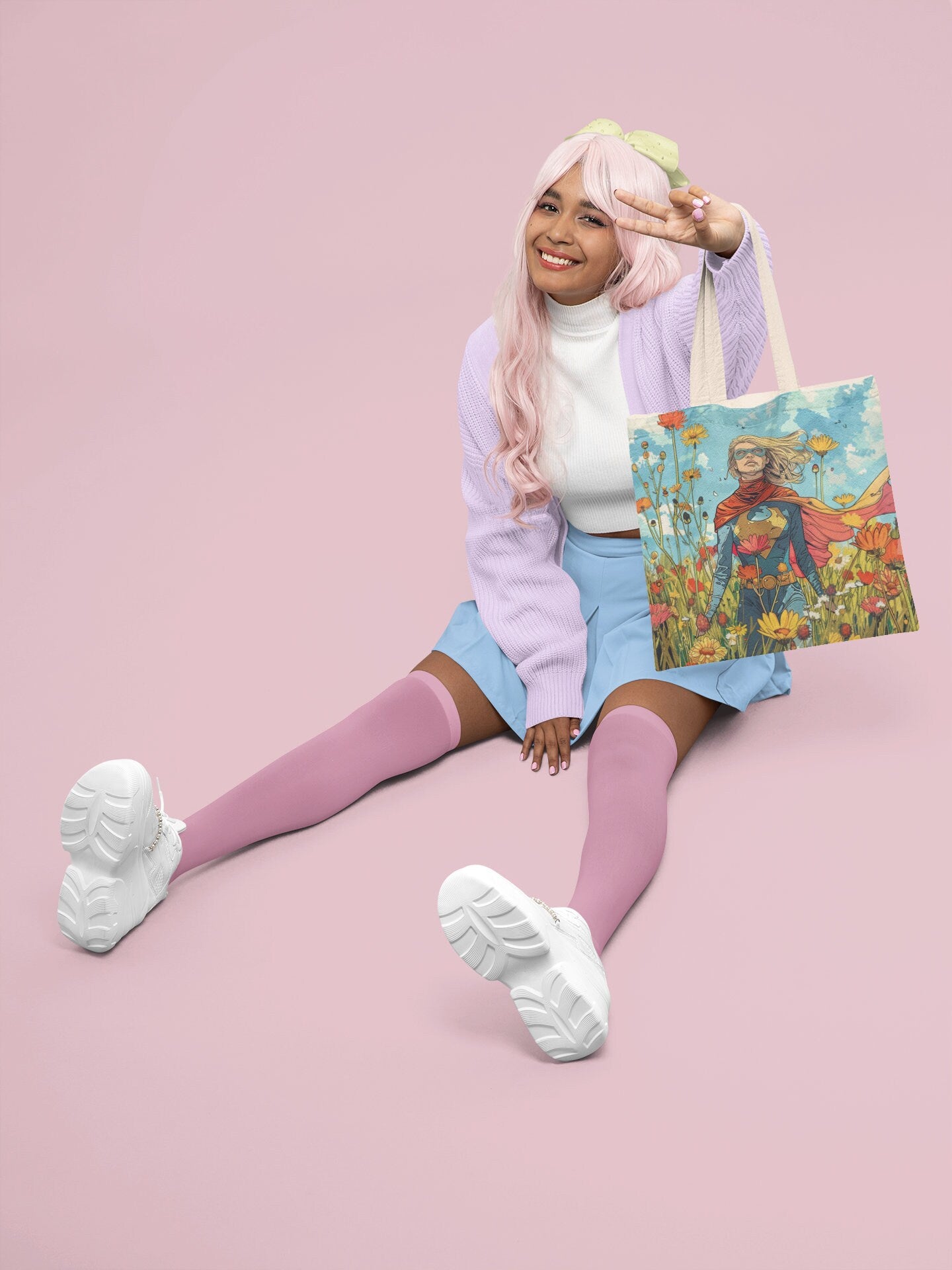 Female Superhero Comic Book Style Tote Bag