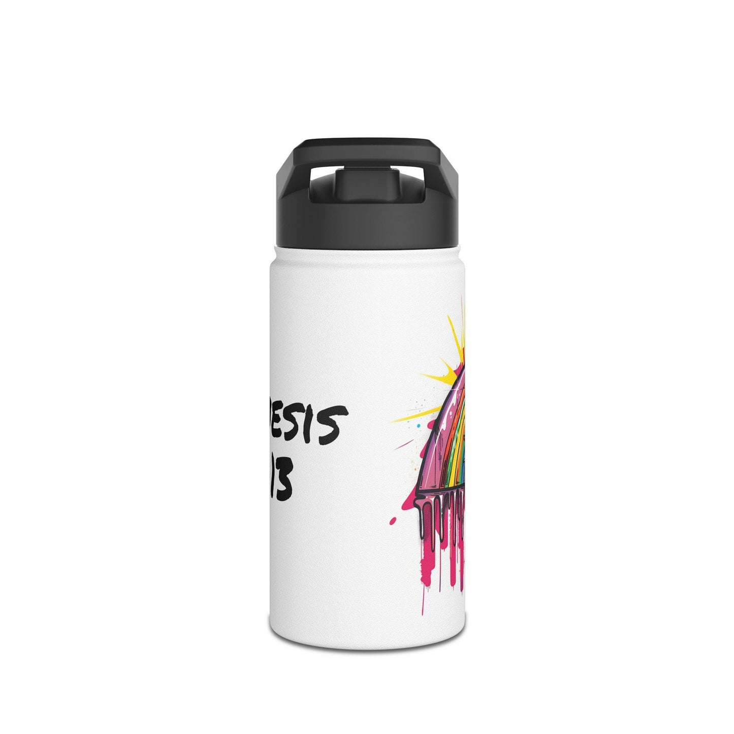 Genesis 9:13 Graffiti Rainbow Stainless Steel Water Bottle, Standard Lid
