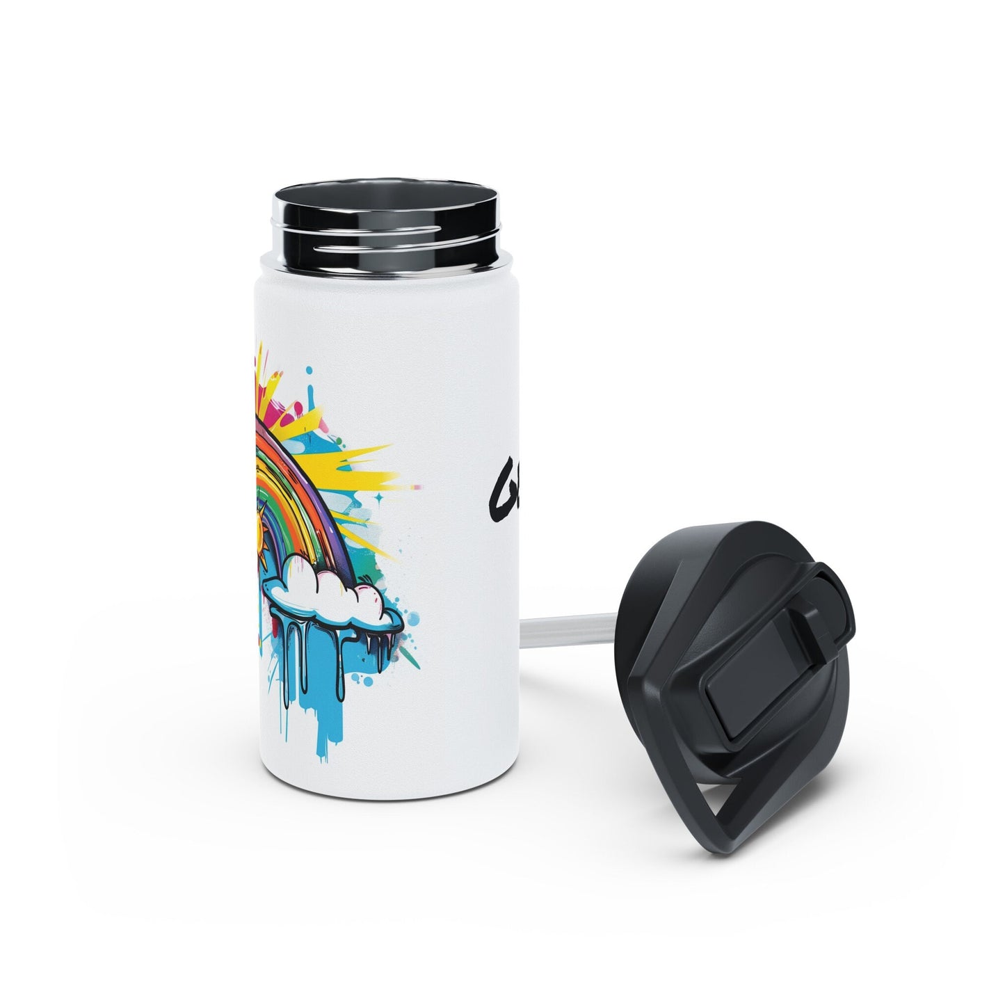 Genesis 9:13 Graffiti Rainbow Stainless Steel Water Bottle, Standard Lid