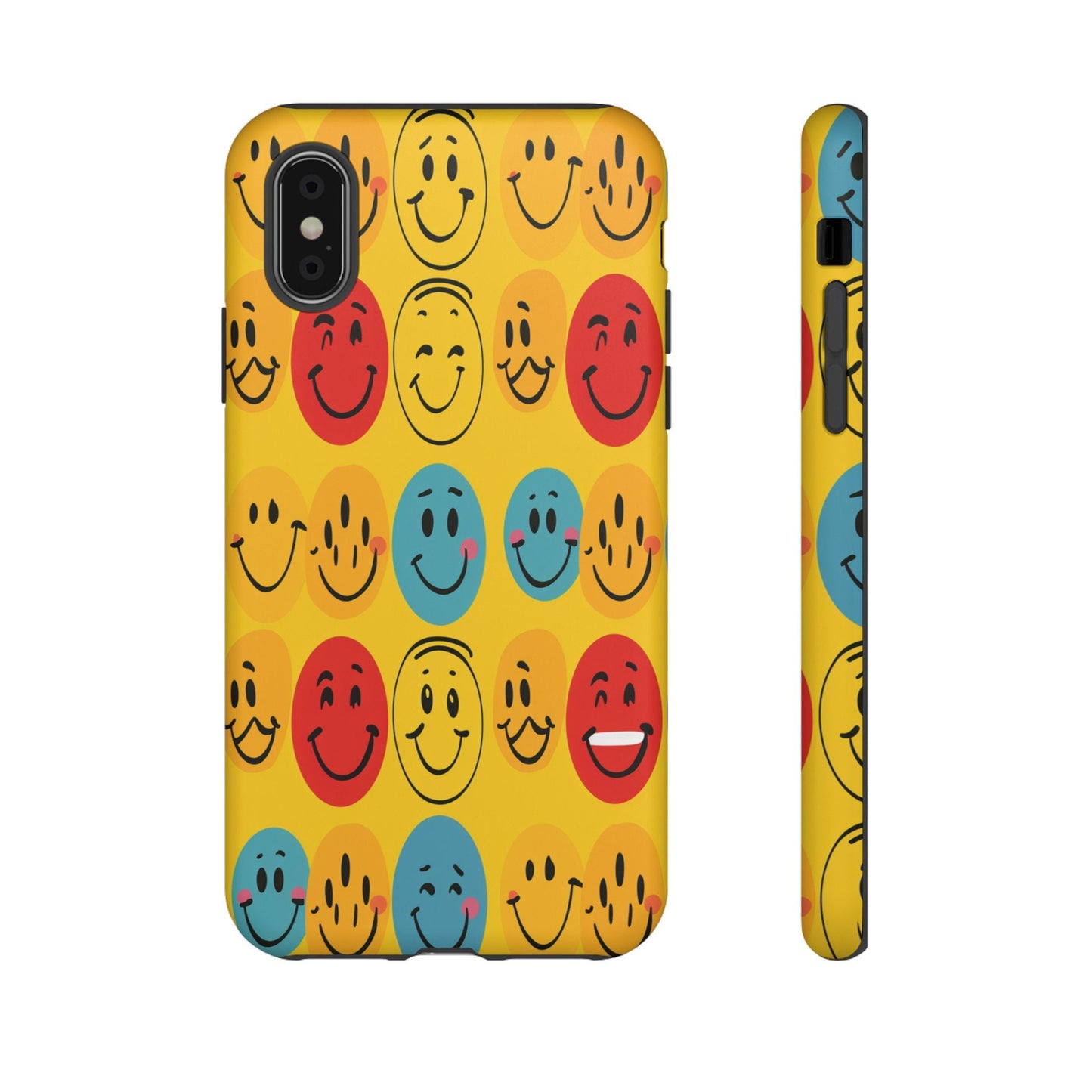 Smiley Face Tough Phone Case: Retro Emotion Design