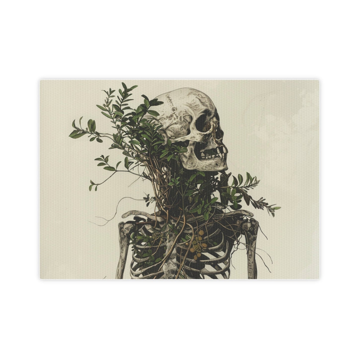 Nature Wins Canvas Photo Tile - Skull and Plant