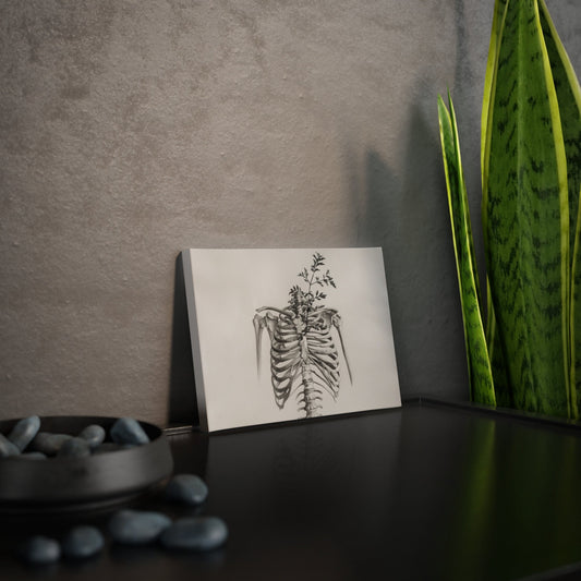 Nature's Anatomy Fusion - Skull and Plant Canvas Tile Print