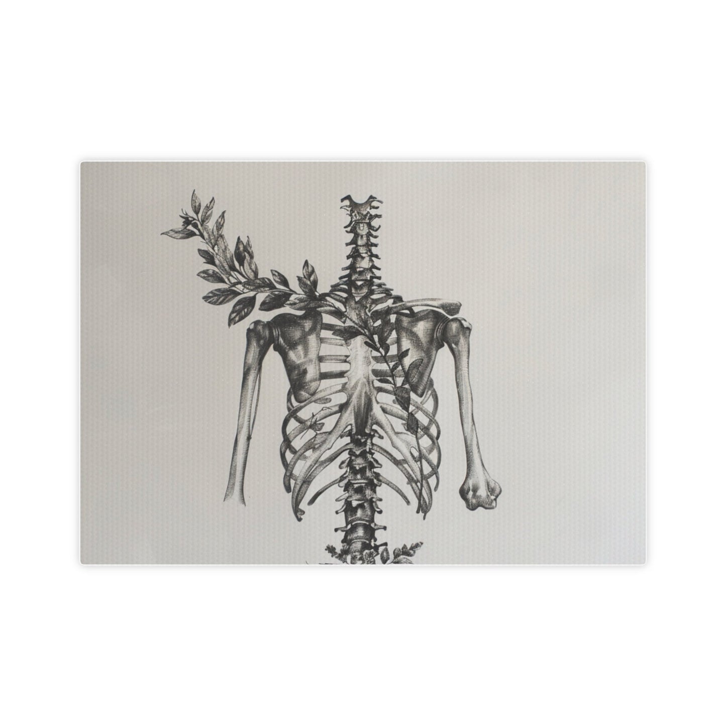 Nature's Anatomy Fusion - Skull and Plant Canvas Tile Print