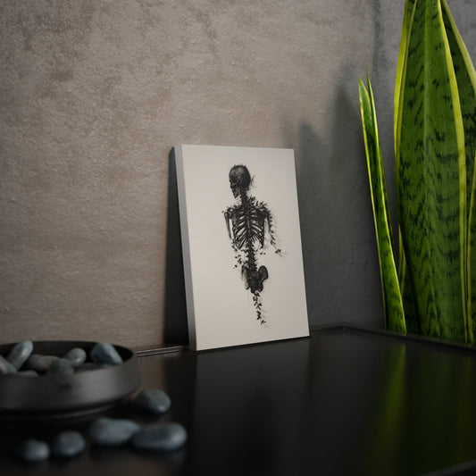 Nature's Anatomy Fusion - Skull and Plant Canvas Tile Print
