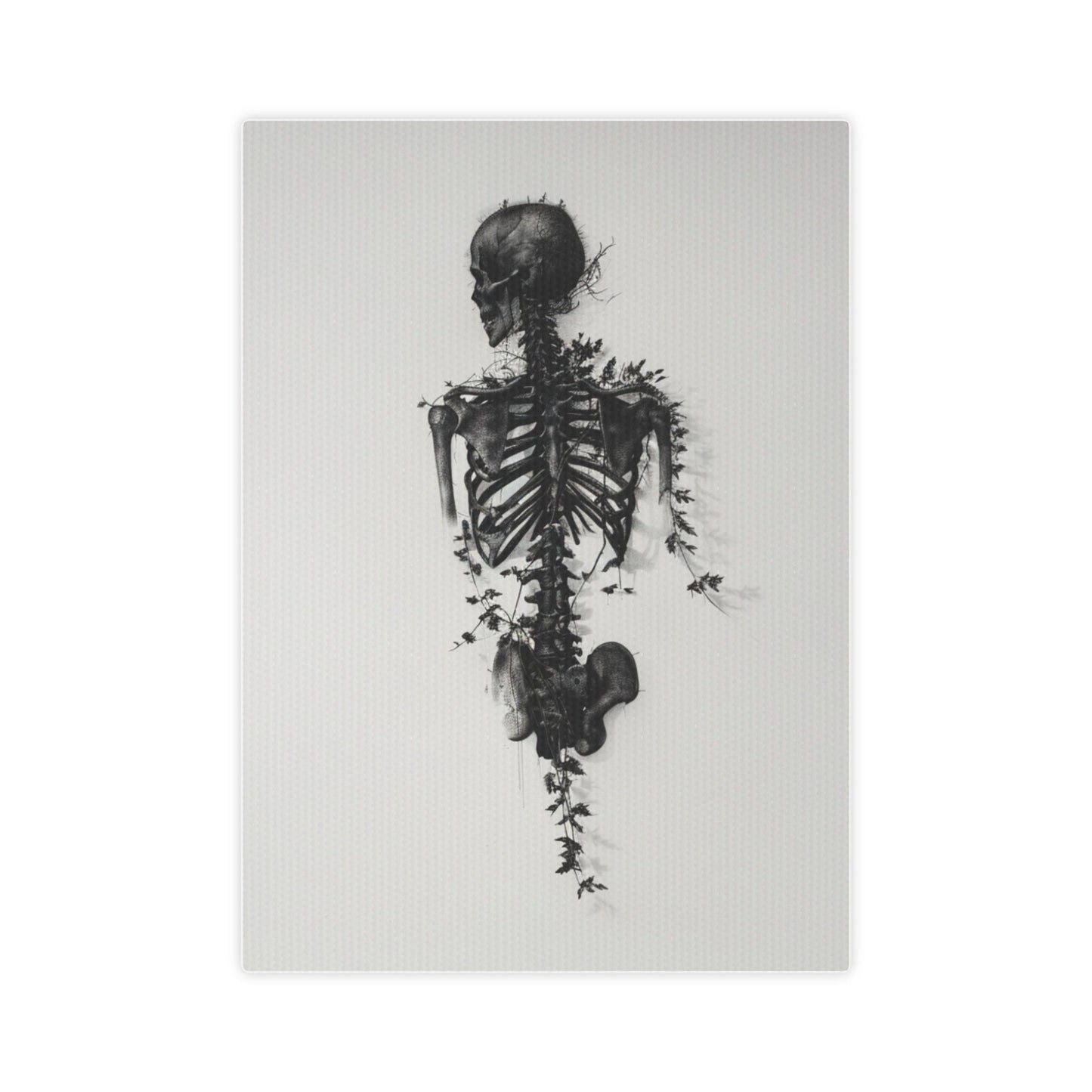 Nature's Anatomy Fusion - Skull and Plant Canvas Tile Print