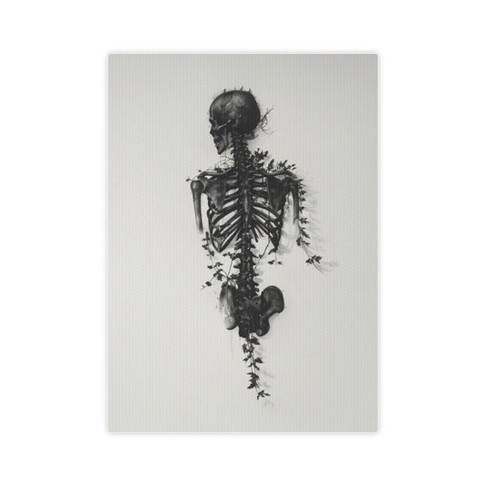 Nature's Anatomy Fusion - Skull and Plant Canvas Tile Print