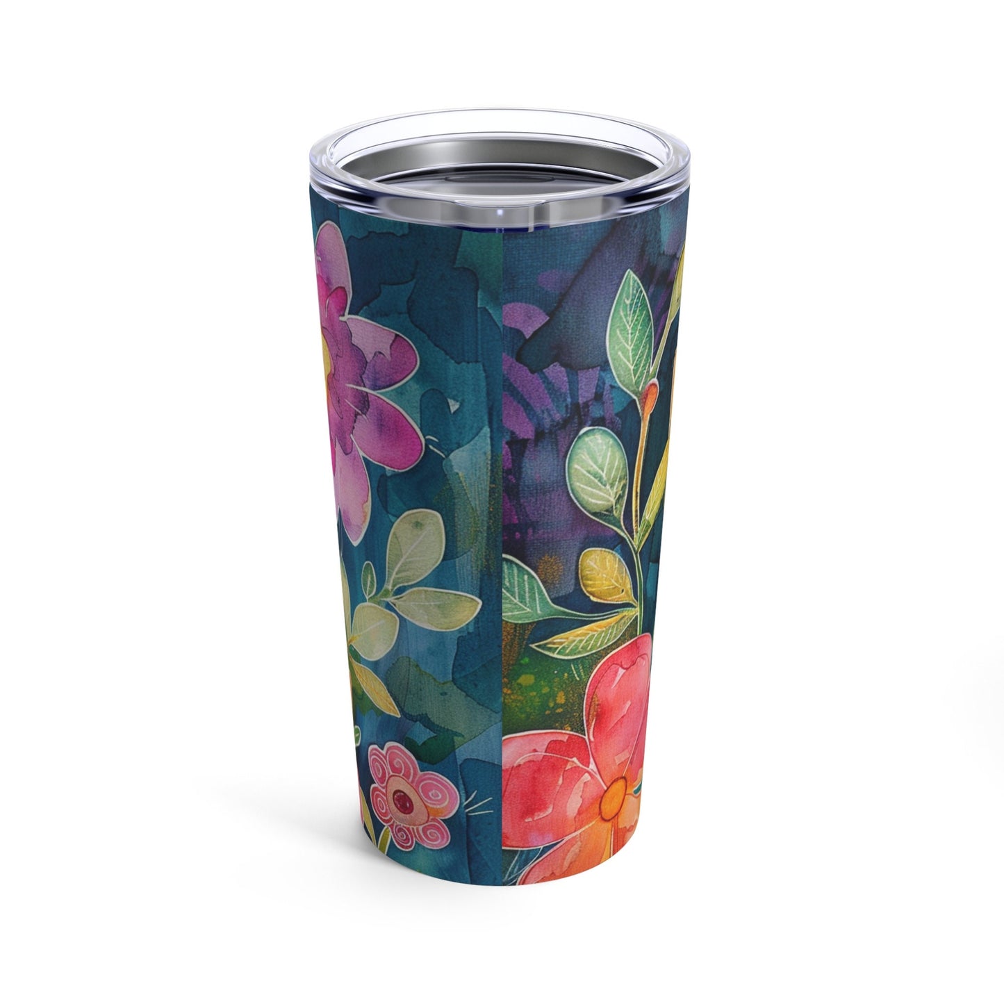 Cross and Whimsical Flowers Tumbler 20oz