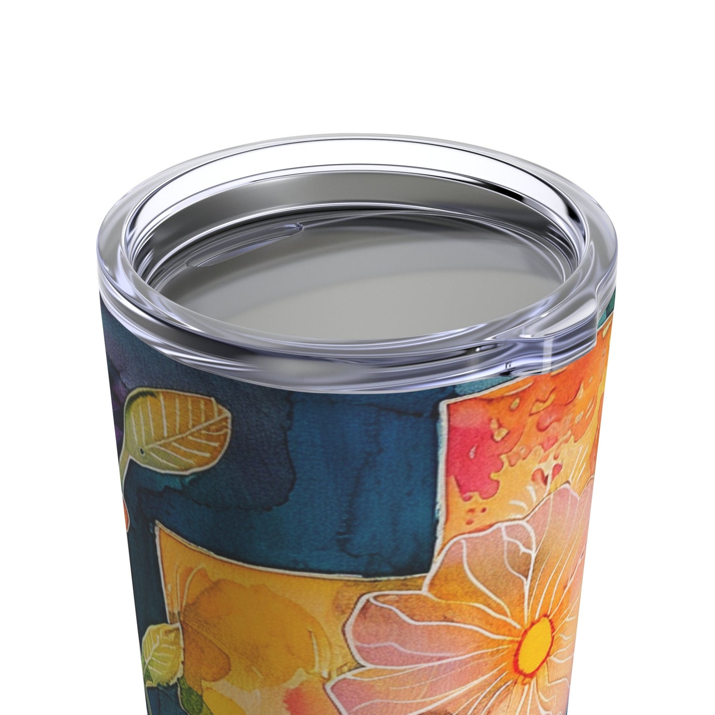 Cross and Whimsical Flowers Tumbler 20oz