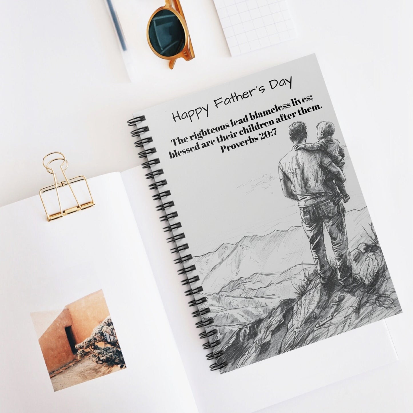 Father's Day Spiral Notebook - Ruled Line - Proverbs 20:7