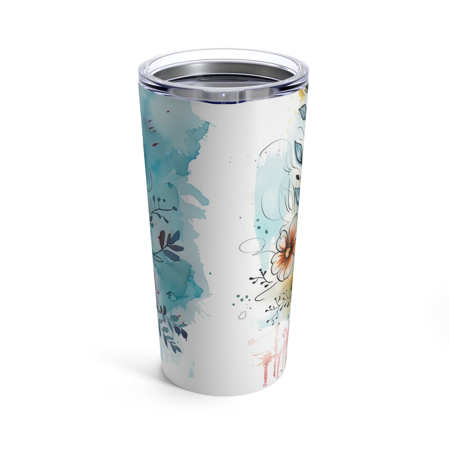 Whimsical Flowers and Cross Tumbler 20oz