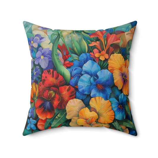 Futuristic Flowers Spun Polyester Square Pillow