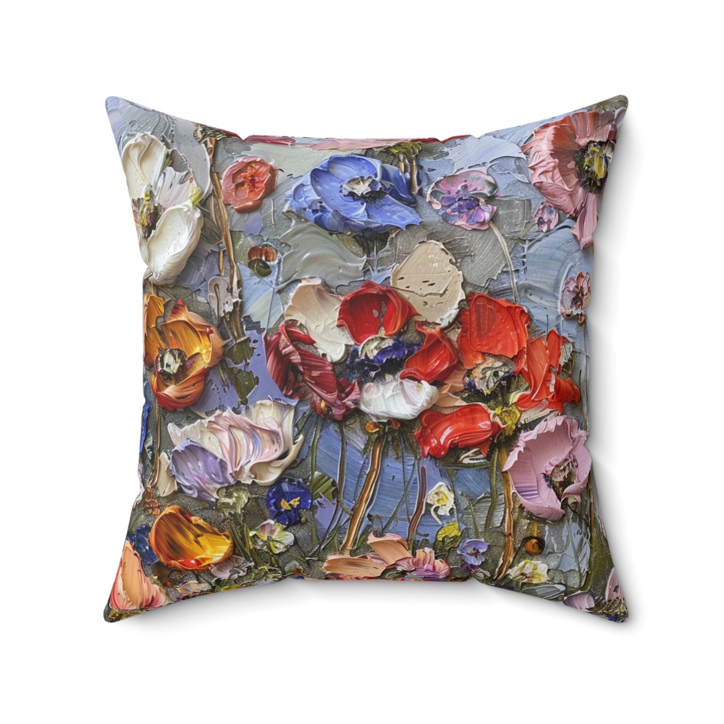 Futuristic Flowers Spun Polyester Square Pillow