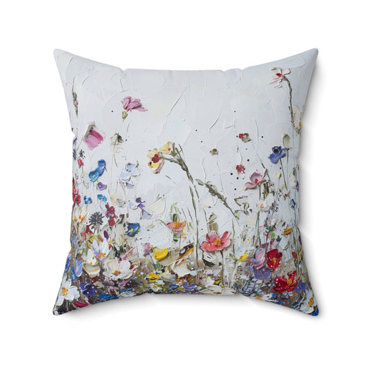 Expressionistic Flowers Spun Polyester Square Pillow Part Four