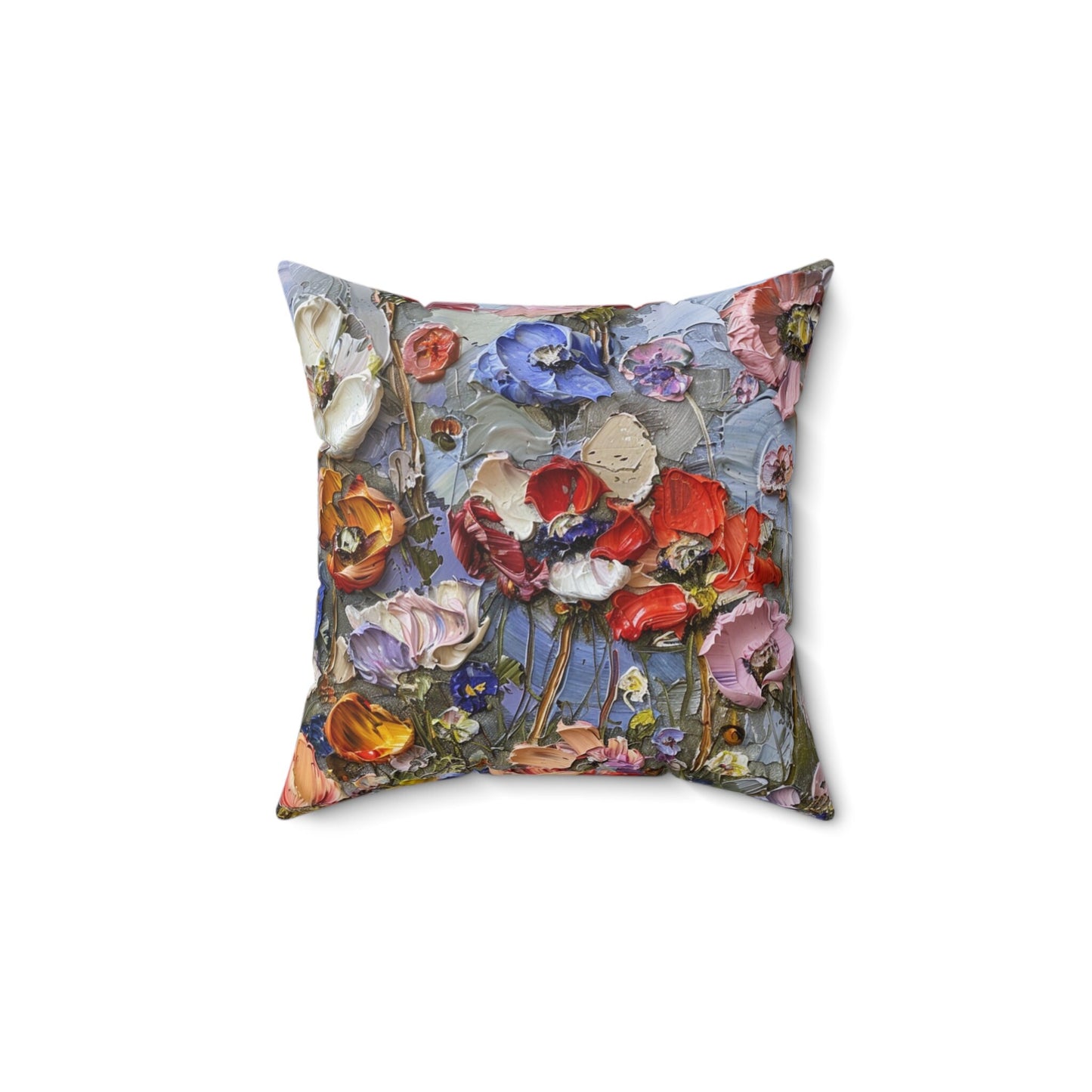 Futuristic Flowers Spun Polyester Square Pillow