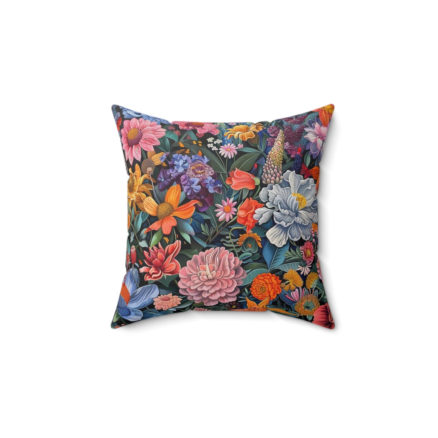 Futuristic Flowers Spun Polyester Square Pillow