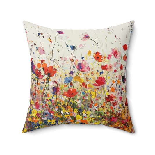 Expressionistic Flowers Spun Polyester Square Pillow Part Deux