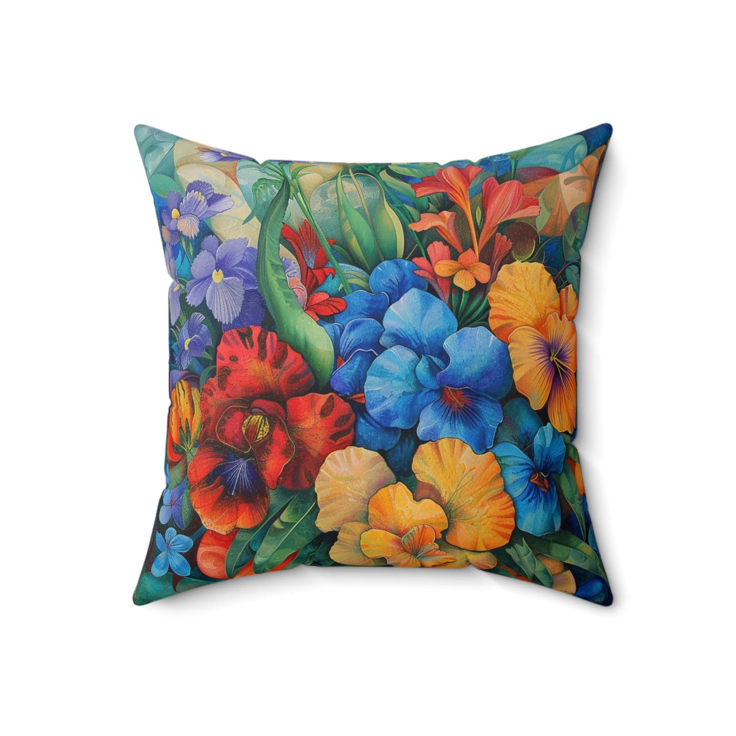 Futuristic Flowers Spun Polyester Square Pillow