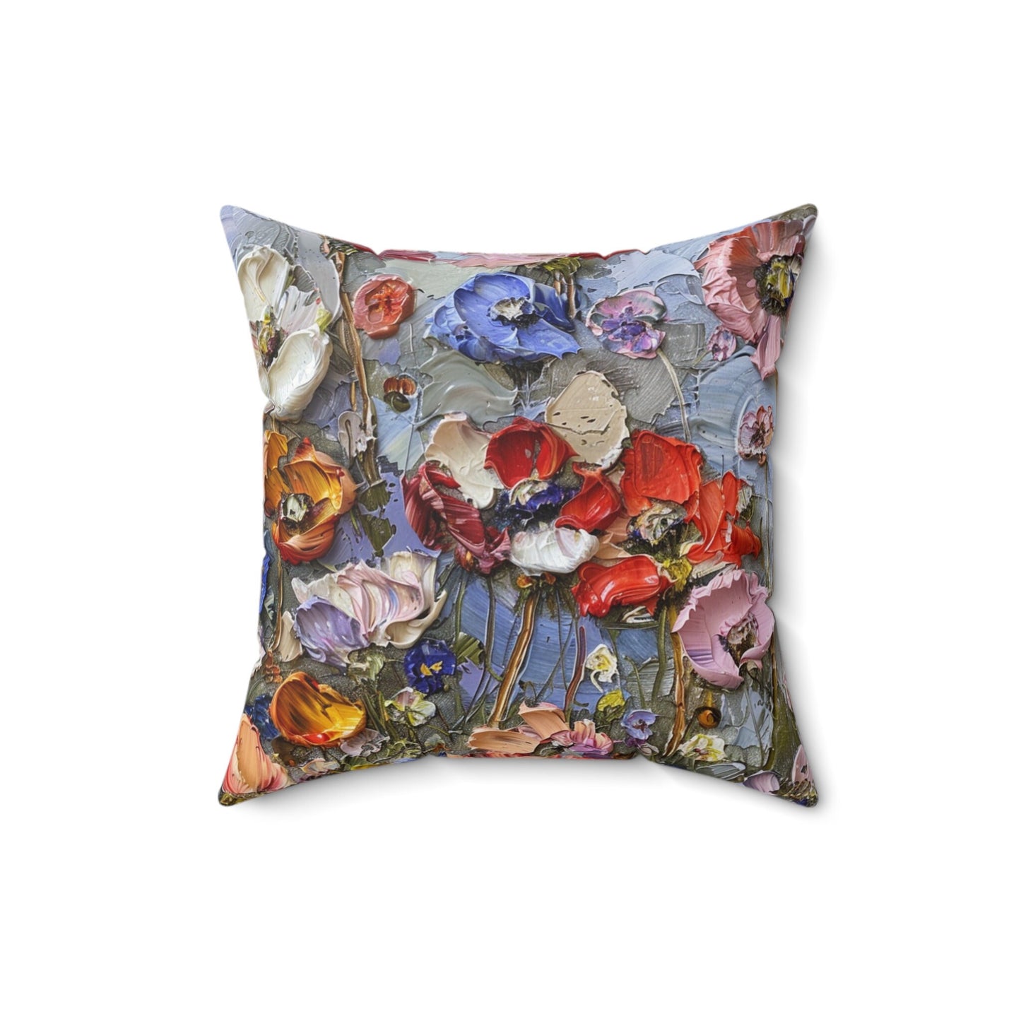 Futuristic Flowers Spun Polyester Square Pillow