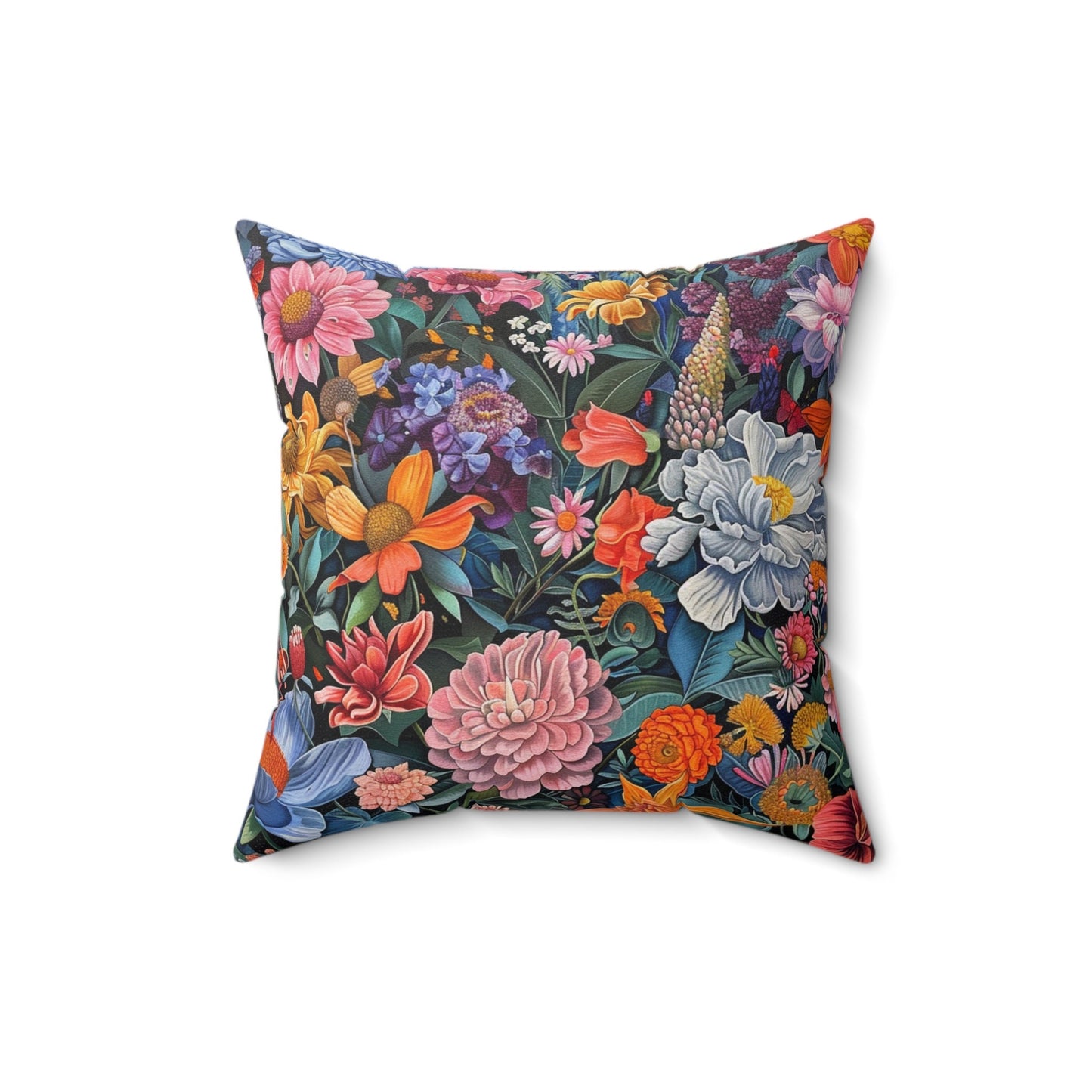 Futuristic Flowers Spun Polyester Square Pillow