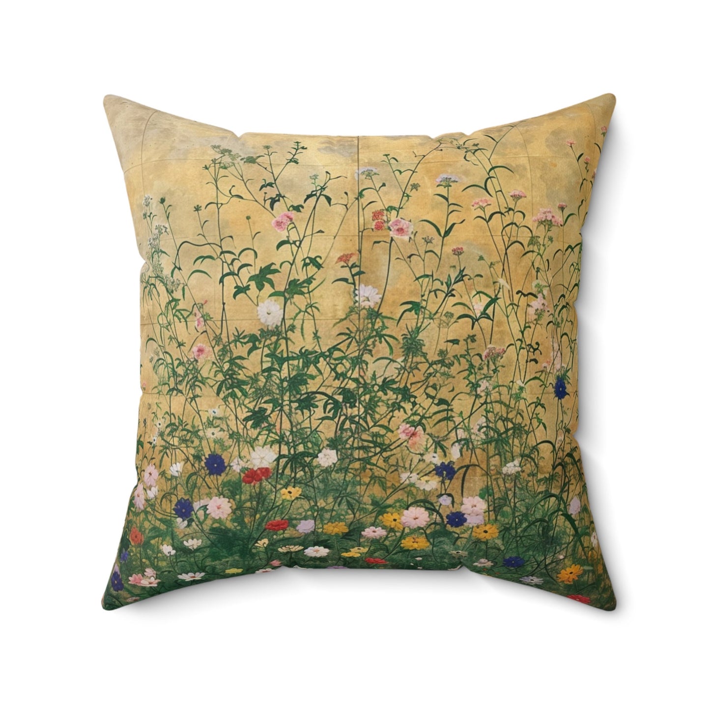 Japanese Wildflowers on a Spun Polyester Square Pillow