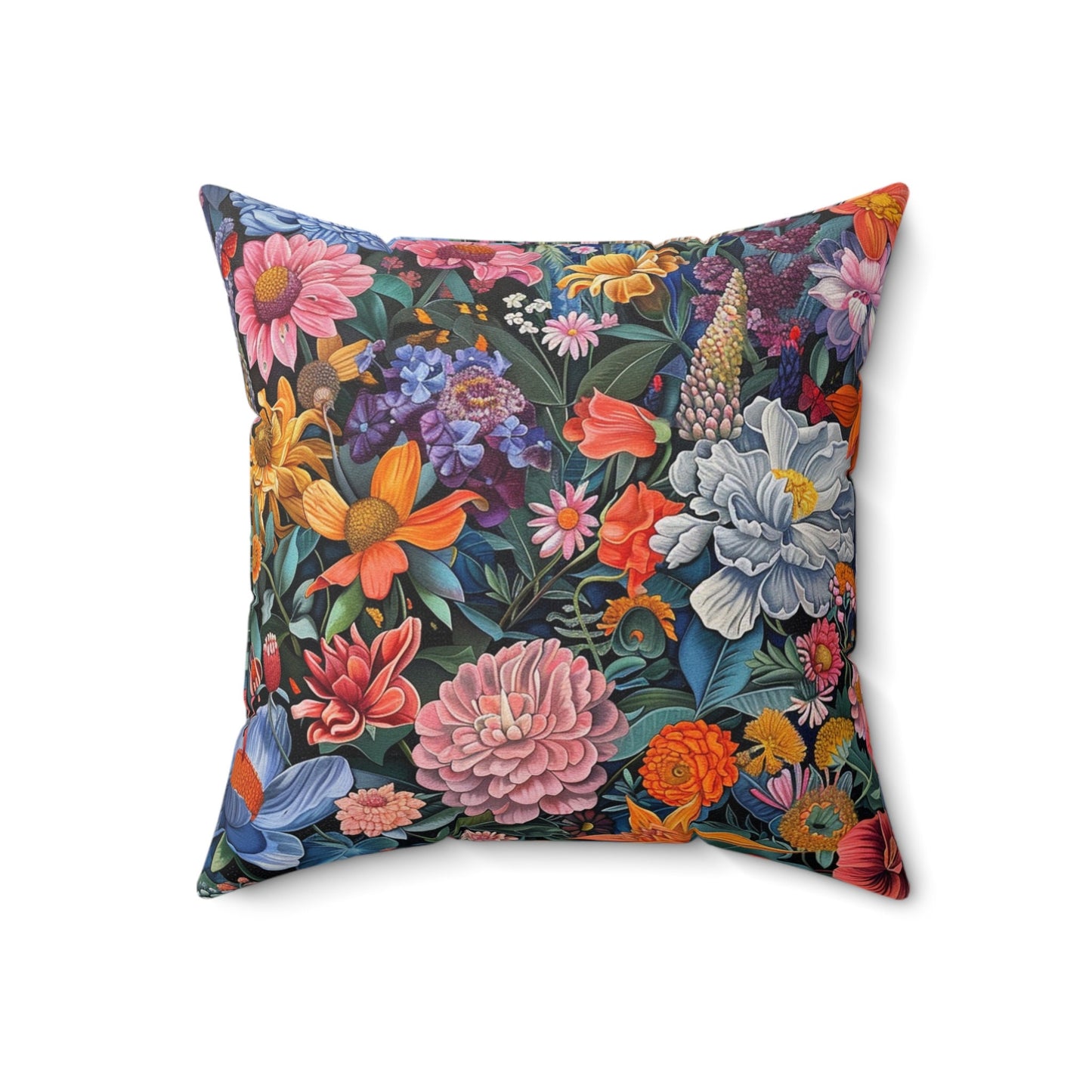 Futuristic Flowers Spun Polyester Square Pillow