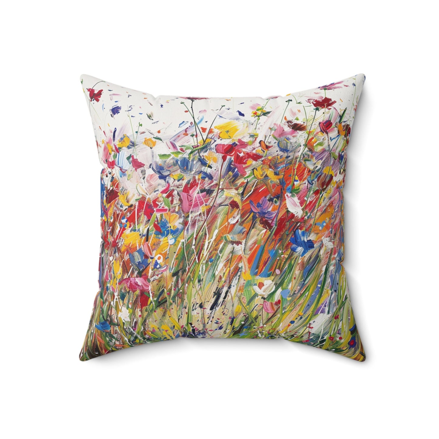 Expressionistic Flowers Spun Polyester Square Pillow Part Three