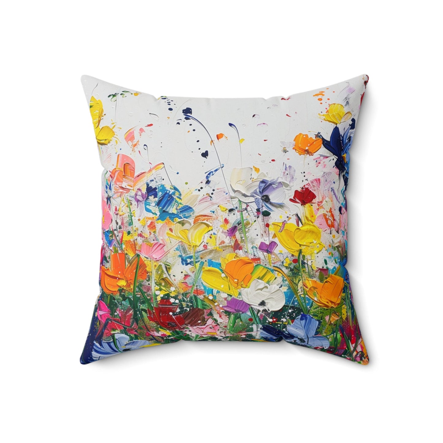 Expressionistic Flowers Spun Polyester Square Pillow