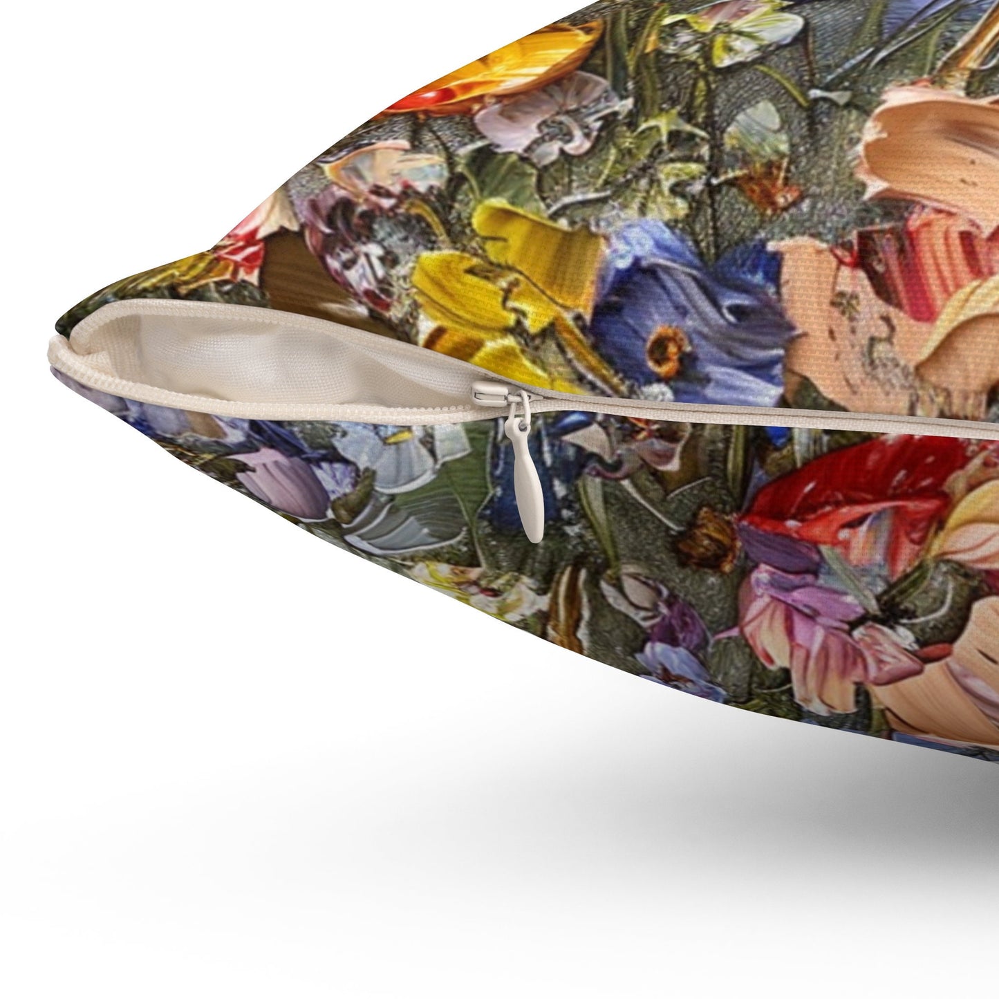 Futuristic Flowers Spun Polyester Square Pillow